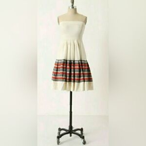 Anthropologie White Strapless "Around the World Dress" by Floreat, Size 8 $168
